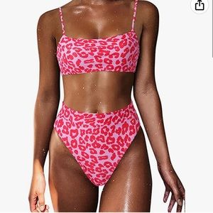 Women High Wasited Bikini Shoulder Strap 2 Piece High Cut String Swimsuits